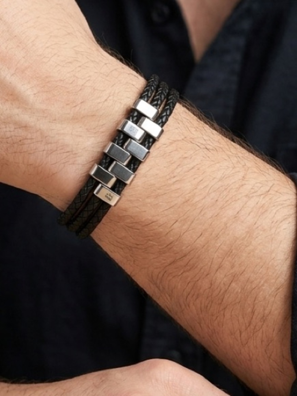Men’s Braided Leather Bracelet | Triple Strand Stainless Steel Magnetic Clasp